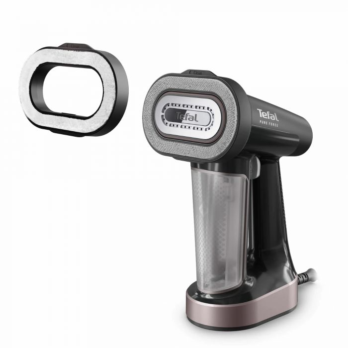Відпарювач Tefal компактний Pure Force 3в1, 1800Вт, 180мл, постійна пара - 35гр, керам. підошва, чорно-рожевий