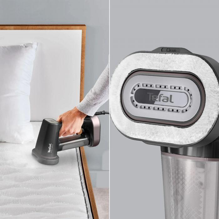 Відпарювач Tefal компактний Pure Force 3в1, 1800Вт, 180мл, постійна пара - 35гр, керам. підошва, чорно-рожевий