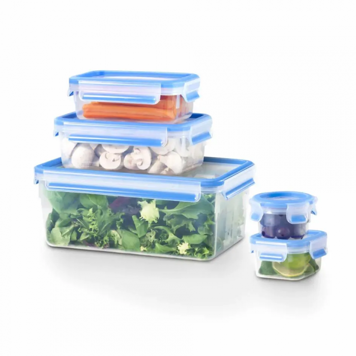 Набір контейнерів Tefal Master Seal, 5шт, пластик, прозорий, синій