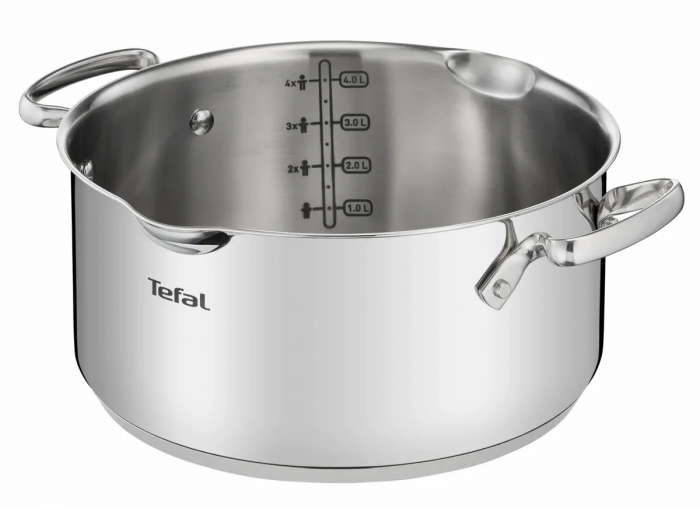 Каструля Tefal DUETTO+, 5л, з кришкою, нержавюча сталь, скло