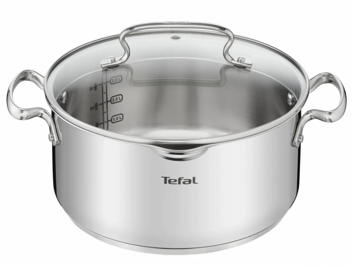 Каструля Tefal DUETTO+, 5л, з кришкою, нержавюча сталь, скло