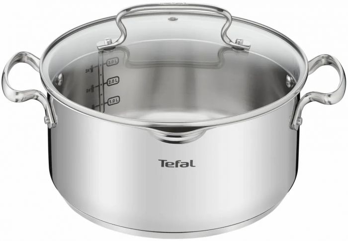 Каструля Tefal DUETTO+, 5л, з кришкою, нержавюча сталь, скло