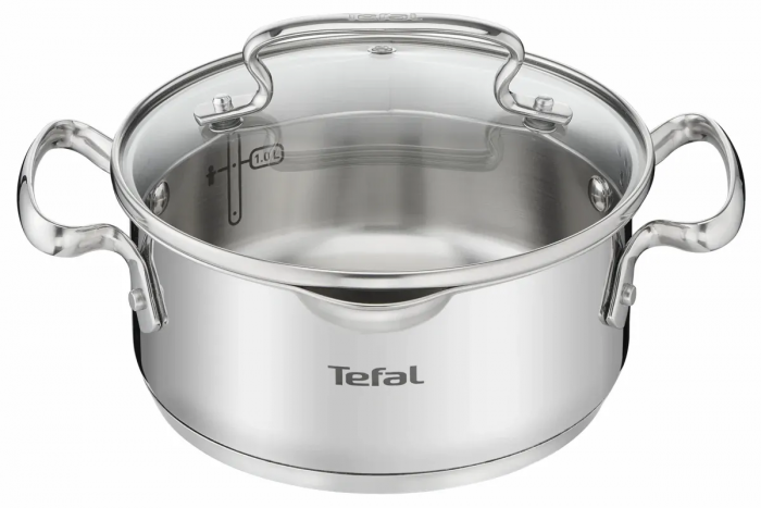 Каструля Tefal DUETTO+, 2л, з кришкою, нержавюча сталь, скло