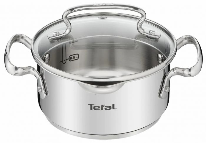 Каструля Tefal DUETTO+, 1.5л, з кришкою, нержавюча сталь, скло
