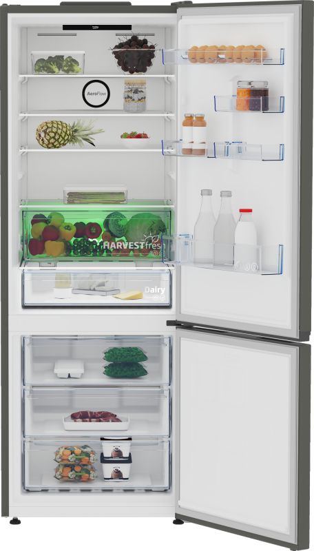 Холодильник Beko з нижн. мороз., 192x70x74.5, xолод.відд.-340л, мороз.відд.-150л, 2дв., А++, NF, дисплей, HarvestFresh, нерж