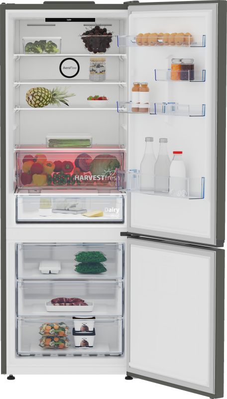 Холодильник Beko з нижн. мороз., 192x70x74.5, xолод.відд.-340л, мороз.відд.-150л, 2дв., А++, NF, дисплей, HarvestFresh, нерж
