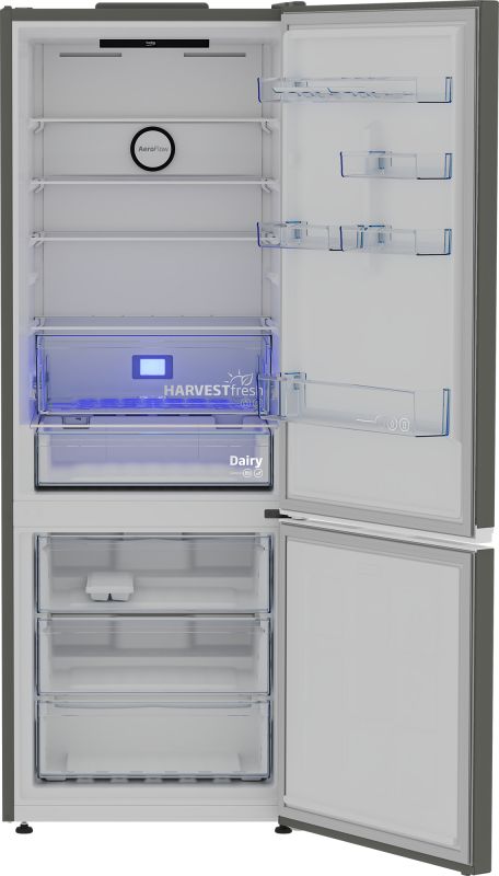 Холодильник Beko з нижн. мороз., 192x70x74.5, xолод.відд.-340л, мороз.відд.-150л, 2дв., А++, NF, дисплей, HarvestFresh, нерж