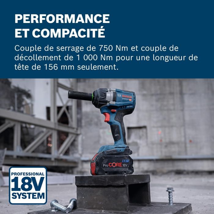 Гайковерт ударний Bosch GDS 18V-750C 18В до 3000об·хв 270/380/750Нм квадрат 1/2" 1.7кг без АКБ та ЗП