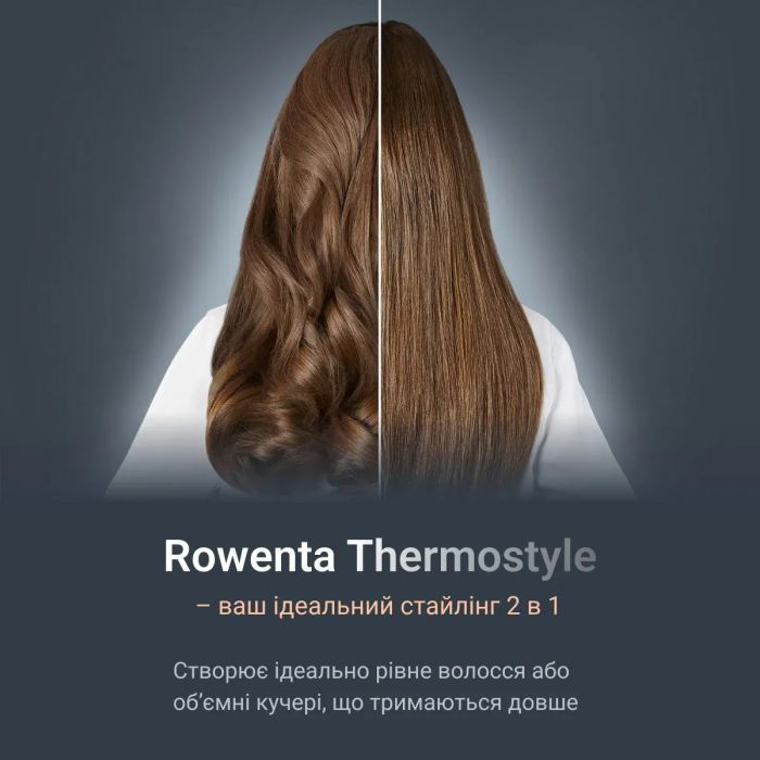 Випрямляч Rowenta Thermostyle, темп.режимів-5, 150-230С, дисплей, іонізація, кераміка, титан, чорно-сірий