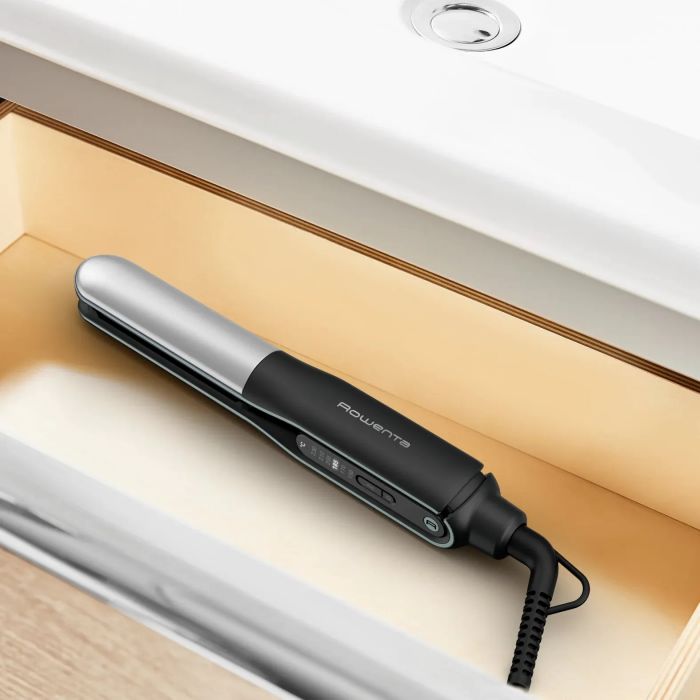 Випрямляч Rowenta Thermostyle, темп.режимів-5, 150-230С, дисплей, іонізація, кераміка, титан, чорно-сірий