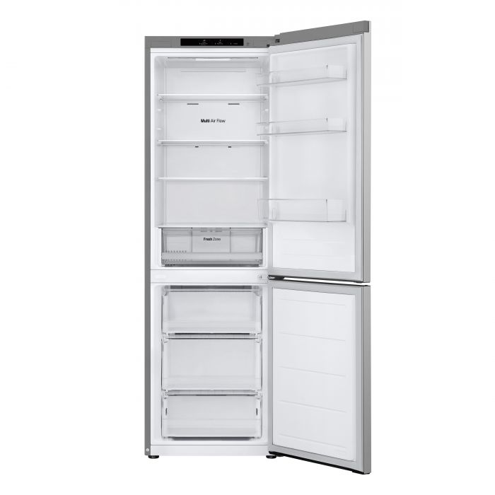 Холодильник LG з нижн. мороз., 186x60х68, холод.відд.-234л, мороз.відд.-107л, 2дв., А++, NF, інв., диспл внутр., зона св-ті, сріблястий