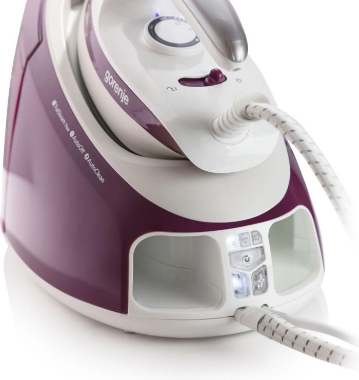 Праска-парогенератор Gorenje, 2800Вт, 1700мл, паровий удар -140гр, мех.упр., керам. підошва, бордовий