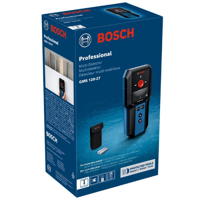 Детектор акумуляторний Bosch GMS 120-27 Professional, до 120мм, 2ААх1.5В, IP54, чохол, 0.24кг