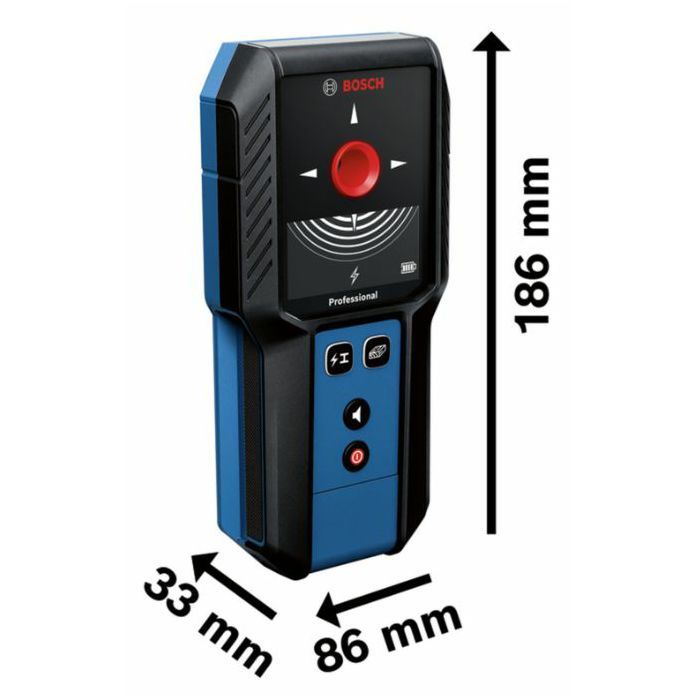 Детектор акумуляторний Bosch GMS 120-27 Professional, до 120мм, 2ААх1.5В, IP54, чохол, 0.24кг
