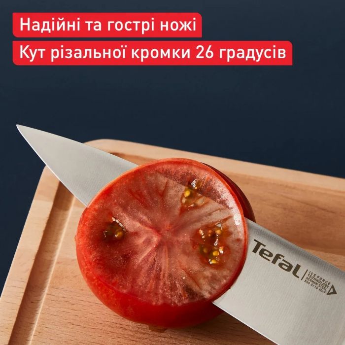 Набір ножів Tefal Ice Force, 2шт, нержавіюча сталь, пластик, чорний