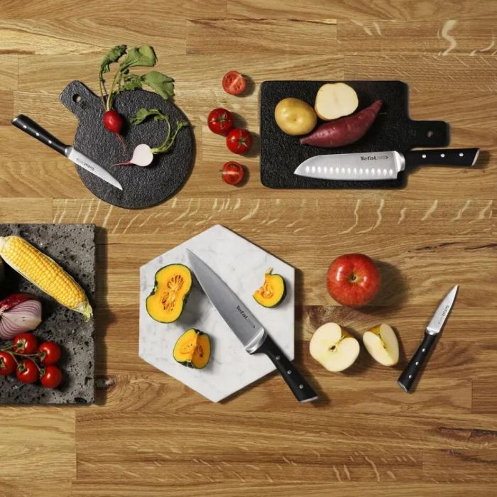 Набір ножів Tefal Ice Force, 2шт, нержавіюча сталь, пластик, чорний