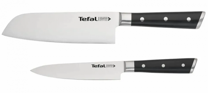 Набір ножів Tefal Ice Force, 2шт, нержавіюча сталь, пластик, чорний