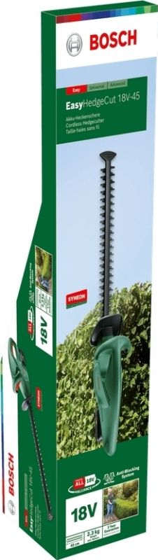 Кущоріз акумуляторний Bosch EasyHedgeCut 18-45 18В лезо 45см крок різу 15мм 3.02кг без АКБ та ЗП