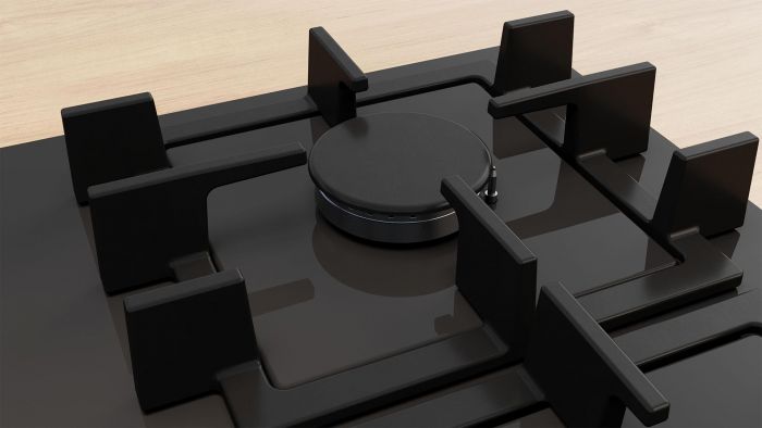 Варильна поверхня Bosch газова на склі, 60см, чавун, чорний