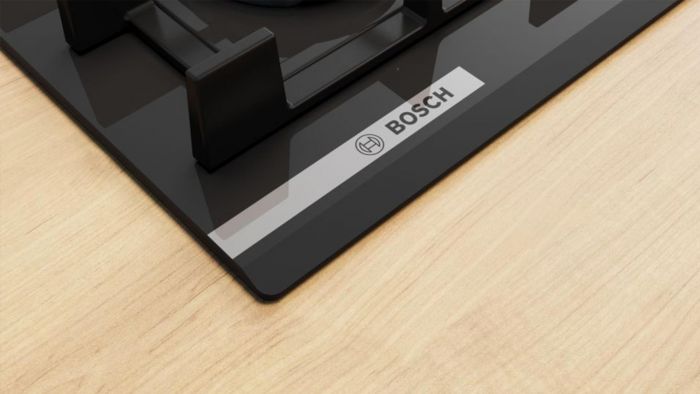 Варильна поверхня Bosch газова на склі, 60см, чавун, чорний