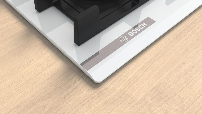 Варильна поверхня Bosch газова на склі, 60см, чавун, білий