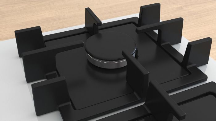 Варильна поверхня Bosch газова на склі, 60см, чавун, білий