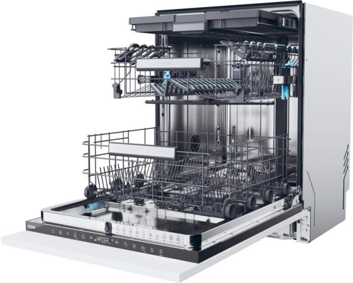 Посудомийна машина Haier вбудована, 16компл., A+++, 60см, дисплей, інвертор, 3й кошик, білий