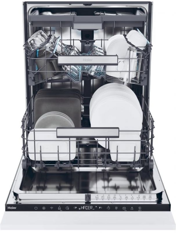 Посудомийна машина Haier вбудована, 16компл., A+++, 60см, дисплей, інвертор, 3й кошик, білий
