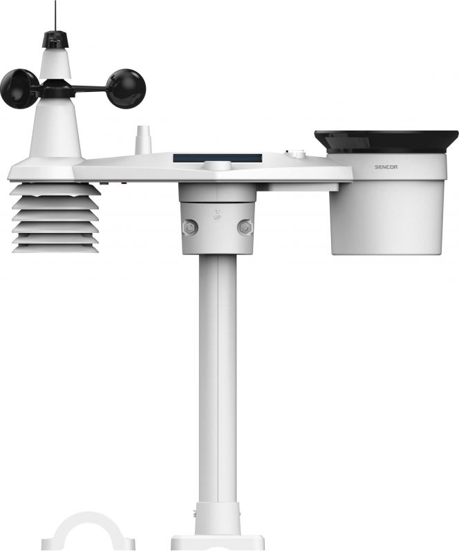Метеостанція Sencor, внутр/зовн вимірювання, температура, вологість, час, прогноз погоди, атм. артеріальний тиск, швидкість вітру, календар, дні тижня, фази місяця, час сходу/заходу сонця, білий