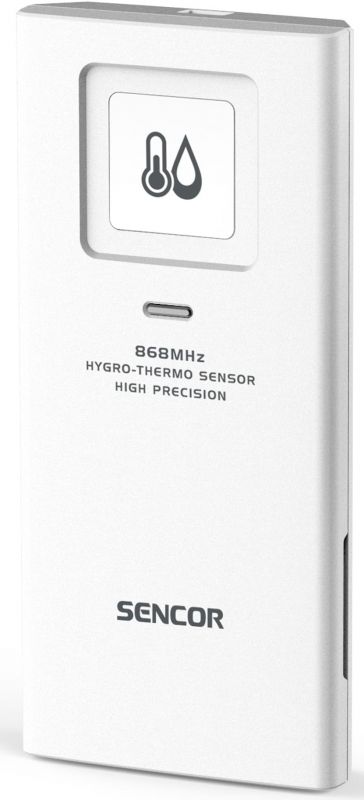 Метеостанція Sencor, внутр/зовн вимірювання, температура, вологість, час, прогноз погоди, атм. артеріальний тиск, швидкість вітру, календар, дні тижня, фази місяця, час сходу/заходу сонця, білий