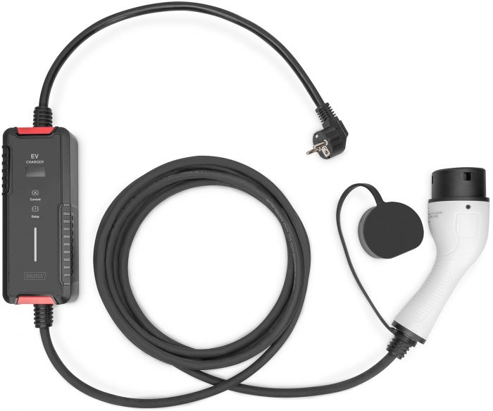 Пристрій зарядний DIGITUS EV Single Phase, 3.7kW, 5 m, Schuko to Type 2, з блоком керування та індикуації заряду