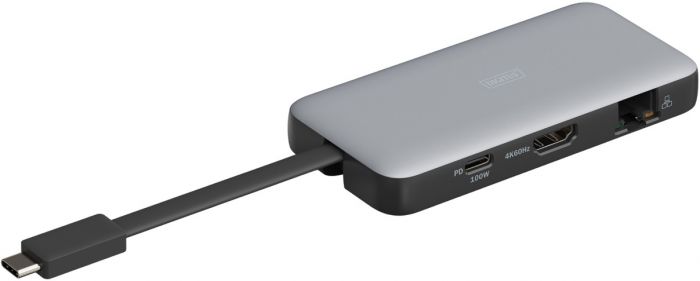 Док-станція DIGITUS USB-C > HDMI/2xUSB-A/USB-C/SD/MicroSD/RJ54, Travel