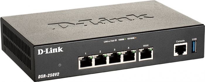 Мультисервiсний маршрутизатор D-Link DSR-250V2 4xGE LAN, 1xGE WAN