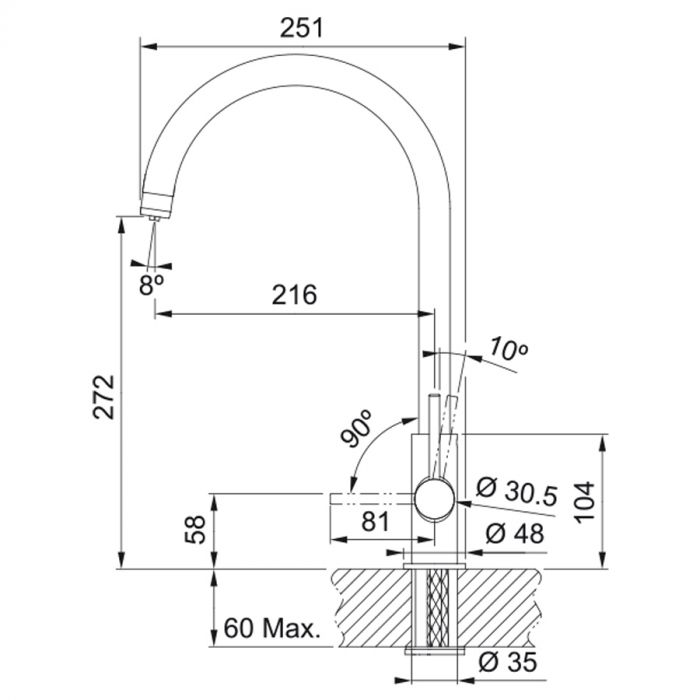 Змішувач для кухні Franke Lina Clear Water, довж.виливу - 272 мм, поворотний, 1+1 фільтр, хром