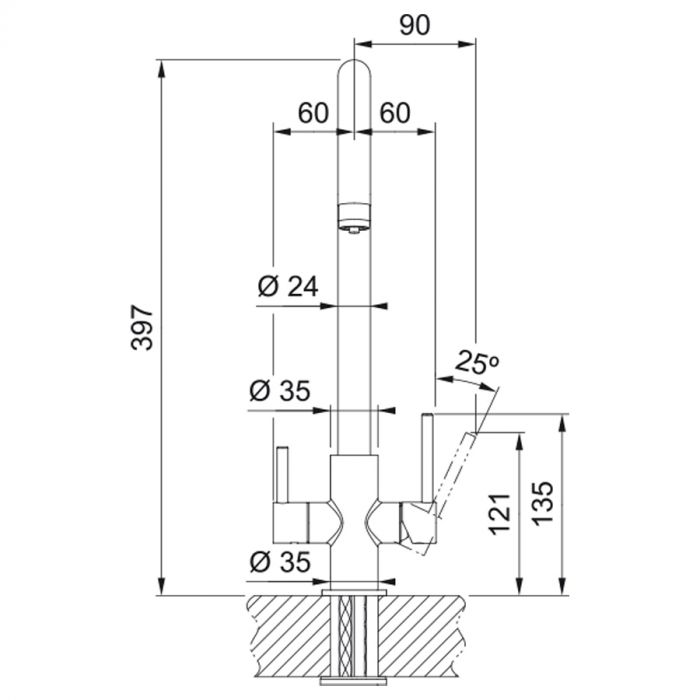 Змішувач для кухні Franke Lina Clear Water, довж.виливу - 272 мм, поворотний, 1+1 фільтр, хром