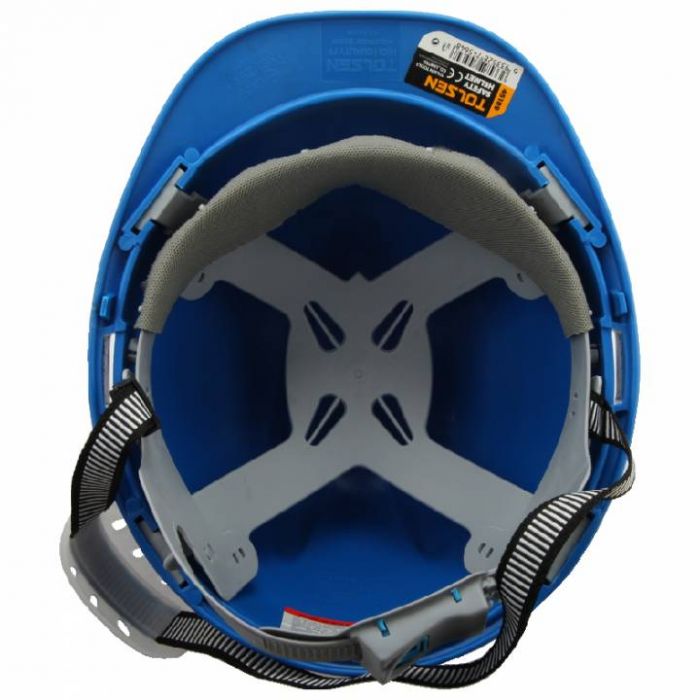 Каска захисна Tolsen, пластик поліпропілен РР, пряжка для регулювання, навушники, синій