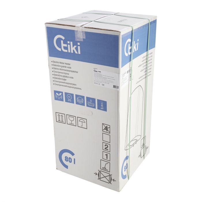 Водонагрівач електр. TIKI слім SuperESD, 80л, 2кВт, сухий тен, електр. кер-ння, B, білий, 700094