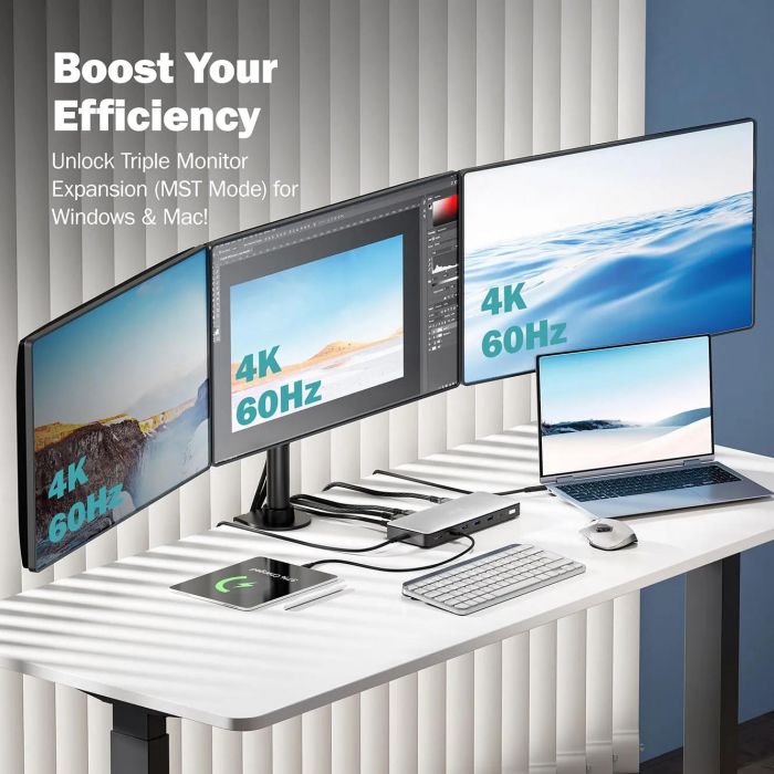 Док-станція DIGITUS USB-C > 3xHDMI/2xDP/4xUSB-A/USB-C/RJ54/DC/Audio