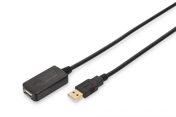 Подовжувач DIGITUS USB 2.0 Active Cable, A/M-A/F, 5м, чорний