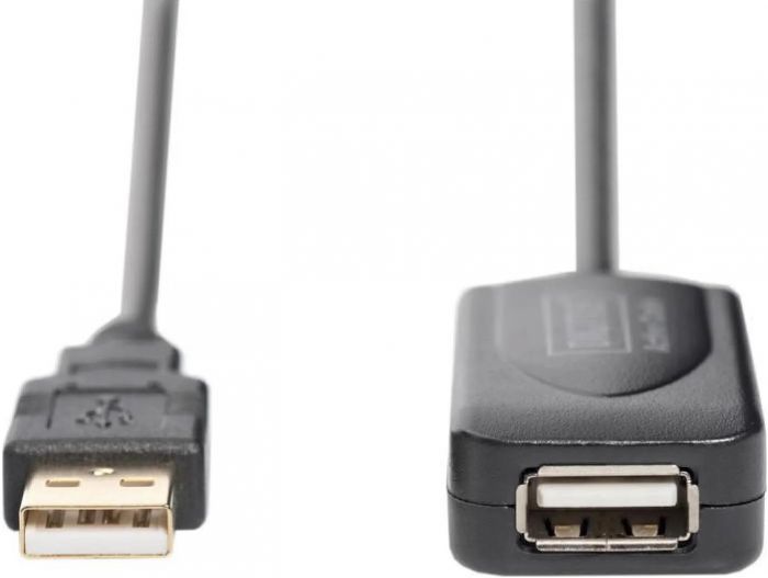 Подовжувач DIGITUS USB 2.0 Active Cable, A/M-A/F, 5м, чорний
