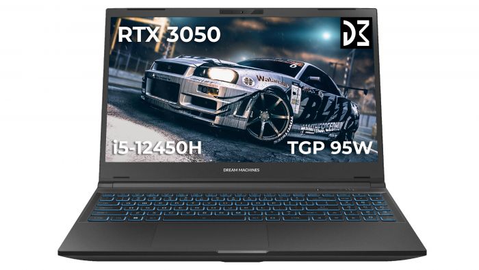 Ноутбук Dream Machines RG3050-15 15.6FHD IPS, Intel i5-12450H, 32GB, F512GB, NVD3050-4, DOS, чорний