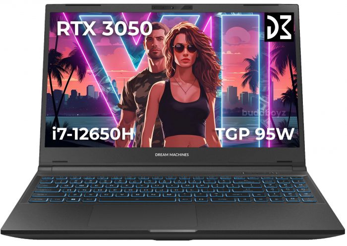 Ноутбук Dream Machines RG3050-15 15.6FHD IPS, Intel i7-12650H, 32GB, F1TB, NVD3050-4, DOS, чорний
