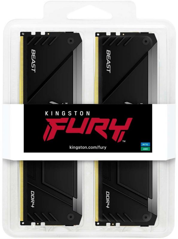 Пам'ять ПК Kingston DDR4 16GB KIT (8GBx2) 3600 FURY Beast RGB