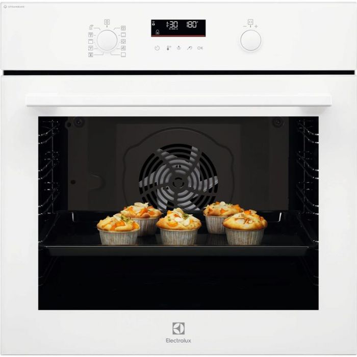 Духова шафа Electrolux електрична, 72л, A+, пара, дисплей, конвекція, телескопічні напрямні, білий