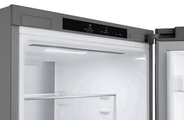 Холодильник LG з нижн. мороз., 203x60х68, холод.відд.-277л, мороз.відд.-107л, 2дв., А++, NF, інв., диспл внутр., Fresh Сonverter, Metal Fresh, сріблястий