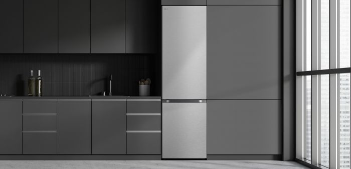 Холодильник LG з нижн. мороз., 203x60х68, холод.відд.-277л, мороз.відд.-107л, 2дв., А++, NF, інв., диспл внутр., Fresh Сonverter, Metal Fresh, сріблястий