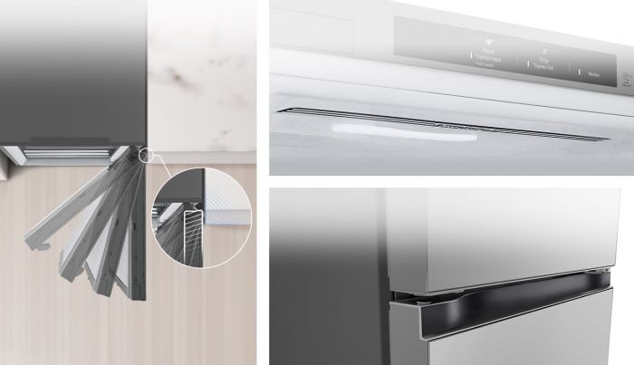 Холодильник LG з нижн. мороз., 186x60х68, холод.відд.-234л, мороз.відд.-107л, 2дв., А++, NF, інв., диспл внутр., зона св-ті, сріблястий