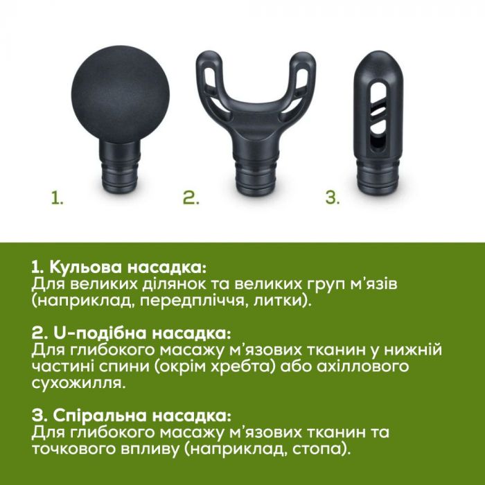 Масажер Beurer для тіла, літій- іонний акум., вага - 0,49кг, 3 насадки, чорний