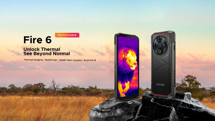 Смартфон Doogee Fire 6 6.56" 6/256ГБ, 2SIM, 10400мА•год, чорний (з тепловізором)