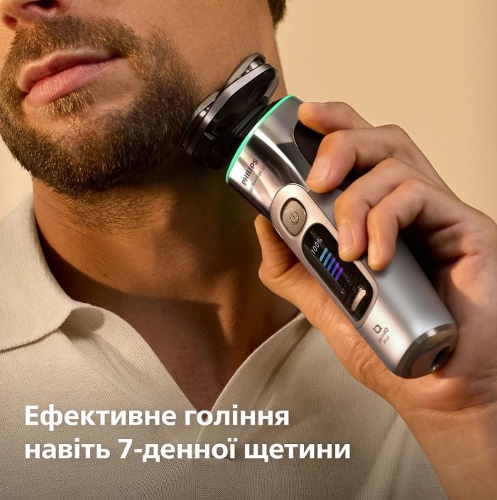 Бритва електр. Philips Series i9000 Prestige Ultra,  бритв.головок-3, Li-Ion, сух.+волог., індикатор заряду, твердий чохол, хром